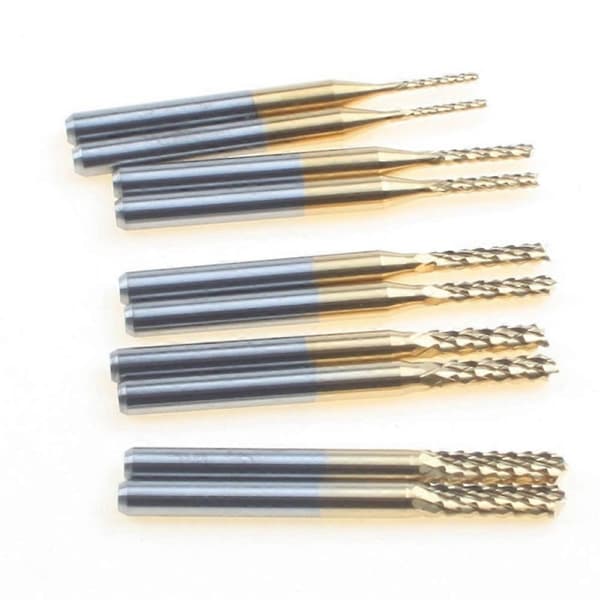 10 stk 1-3 mm kant-titanbelagt freseverktøy for trebearbeiding og gravering-FX-