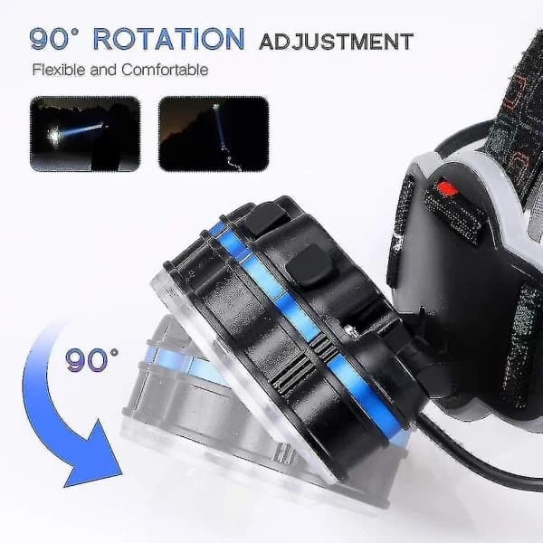 40000LM Vanntett Hodelykt - USB Oppladbar LED-Hodelykt