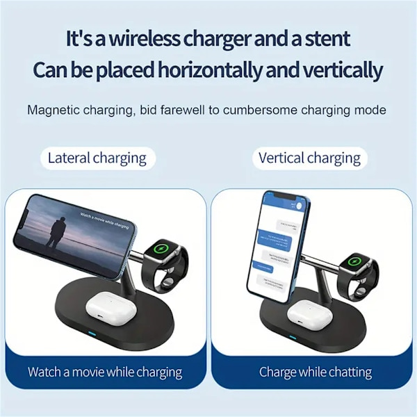 Magnetic Wireless Charging Station 3-in-1 Fast Charging Stand for iPhone 15 14 13 12 Pro Max White