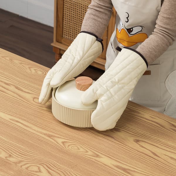 Padded Cotton Oven Mitts for Baking, Grilling, and Cooking, Gloves for Kitchen and BBQ