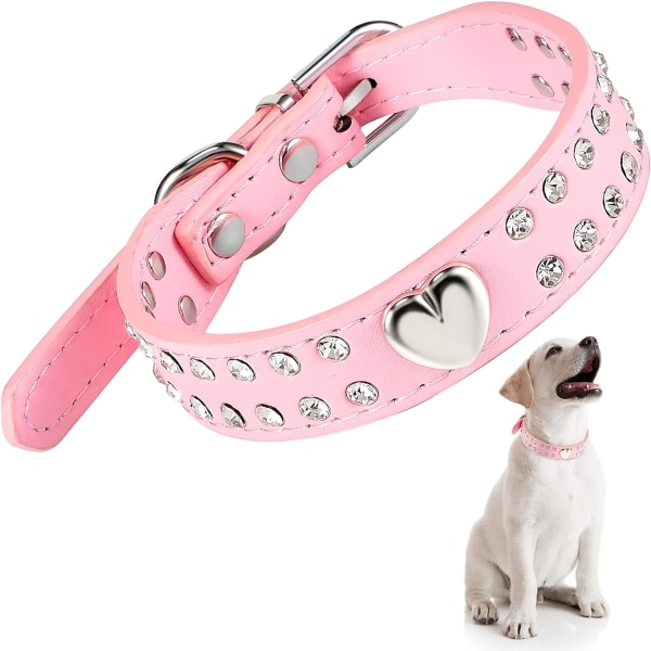 1 stk (Crystal Heart Pink, 37 x 2 cm) Crystal Hundehalsbånd