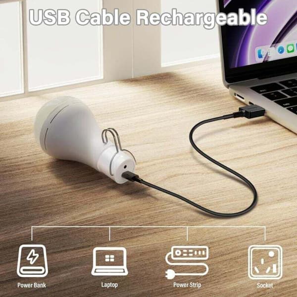 USB Rechargeable Lamp with Remote Control, 7W LED Battery Lights, E27 Touch Dimmable Lamp with Timer Function, Outdoor Camping Emergency Light