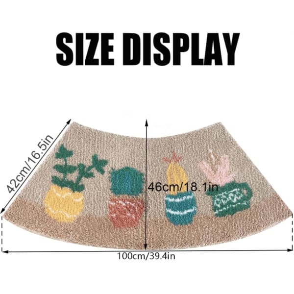 Soft Comfortable Absorbent Non-Slip Corner Bathroom Mat Rounded Quadrant Washable Shower Mat Wavy Bath Mat (Imitation Cashmere)