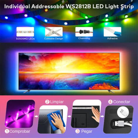 10m Dimmable LED Light Strip, Multicolor RGB Light Strip with Remote Control
