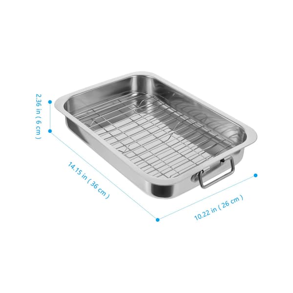 Deep Roasting Pan, Baking Sheet, and Rack Set, Non-Stick Steel Roasting Pan, Lasagna Pan, Baking Sheet with Handles for Roasting