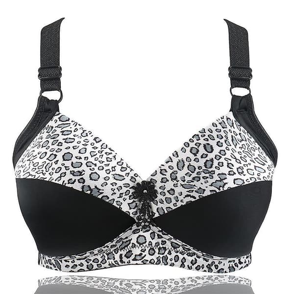 Women Plus Size Bra Leopard Print Wireless Bras Adjustable Bra Thin Cup Underwear Beige 46d Beige 46d