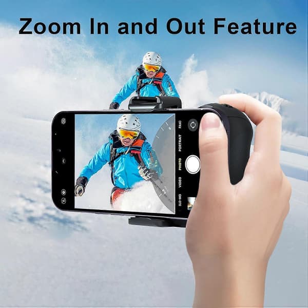 Phone Camera Grip with Zoom Remote, Smartphone Handle Holder with Wireless Shutter, Phone Filming Accessories Vlog Recording