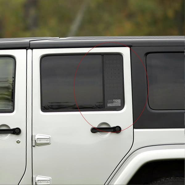 2 st bakre dörrfönsterdekaler i aluminiumlegering för Wrangler JK 2007 till 2018 Typ B