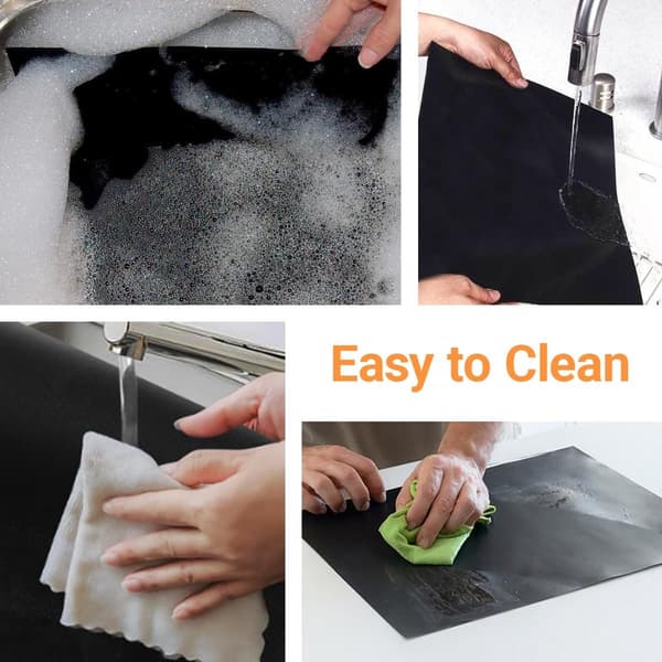 2-pack 40 x 50 cm Oven Mat Baking Tray Mat Bread Baking Mat BBQ Baking Mat Non-stick BBQ Baking Mat Teflon Oven Protector BPA-free Robust and Black