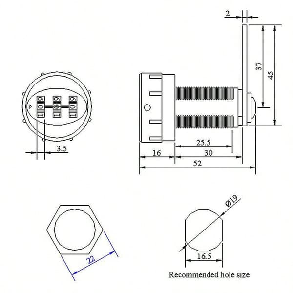 Code Lock, Coded Drawer Cabinet Lock, Digital, Mechanical, Zinc Alloy, 3-Digit