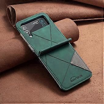 Geometric Pattern Case Compatible With Samsung Galaxy Z Flip 4, Hard PC Frame + Shockproof PU Leather Cover