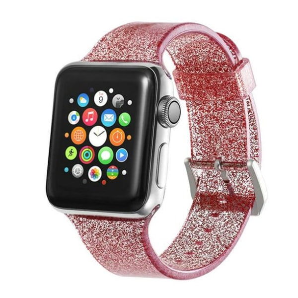 Kimaltava ranneke Apple Watch Band 42/44mm silikonirannekoru iwatch Series (punainen)