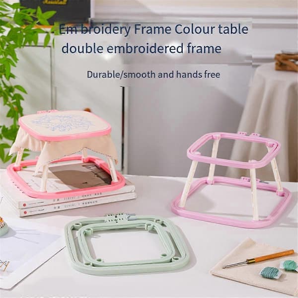 Double Layer ABS Embroidery Stand Hoop Desktop Handmade Craft Frames for Poking, French Embroidery A