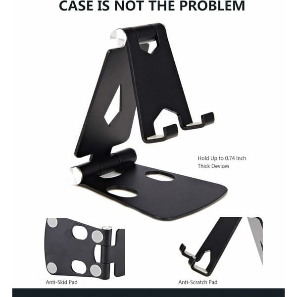 2-pak justerbar mobilholder til skrivebord i robust aluminium til iPhone, iPad, mobiltelefon, Android-smartphone