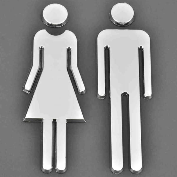 12 cm badeværelsesskilt, badeværelsesdørskilt, 3D tredimensionelt toiletskilt, rustfrit skilt