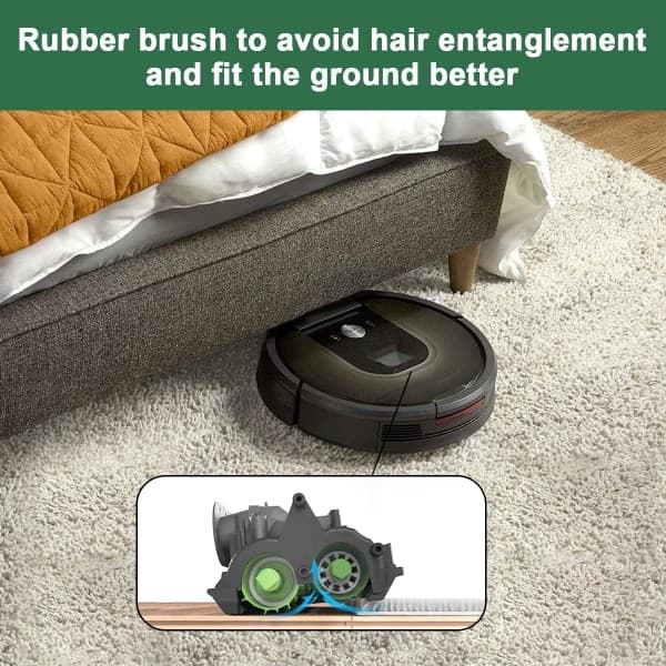 Multi-Surface Gummibørster for iRobot i7 i7+ / i7 Plus i8 E5 E6 E7 Robotstøvsuger, Rulleerstatningsdeler for Roomba E & I-serien
