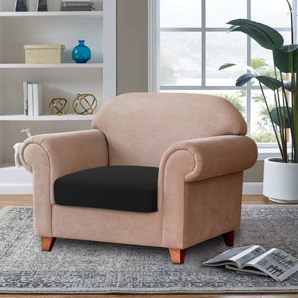 Elastisk sofaputetrekk sofapute møbelbeskytter sofatrekk for sofa enkeltsete putetrekk for stol (1 sete, svart)
