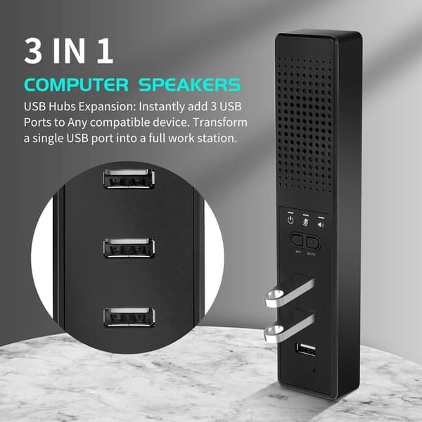 3-i-1 computerhøjttaler med mikrofon og USB-konferencehøjttaler, minicomputer til videokonferencer
