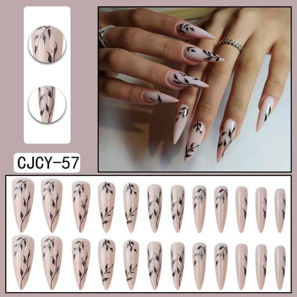 Long Pointed Nails, Simple Blade Shape, European and American Wearable Nails, Removable Artificial Nails, Glue Type
