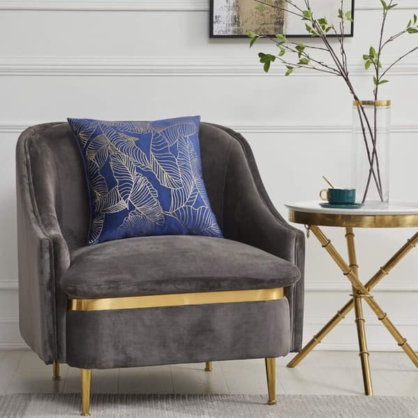 Kuddfodral 45 x 45 cm Sammet Guld Blad Kuddfodral Blå Dekorativ Kuddfodral Överkast Kudde för Soffa Sovrum Vardagsrum Set om 2
