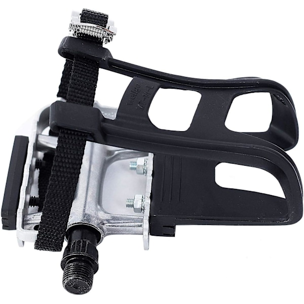 Cykelpedaler med clips og remme. Passer til spinningcykler, motionscykler, stationære cykler og udendørs cykler, 9/16 tommer aksel.