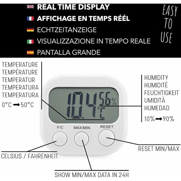 Indoor Thermometer Hygrometer - High Accuracy - Digital Temperature and Humidity Display