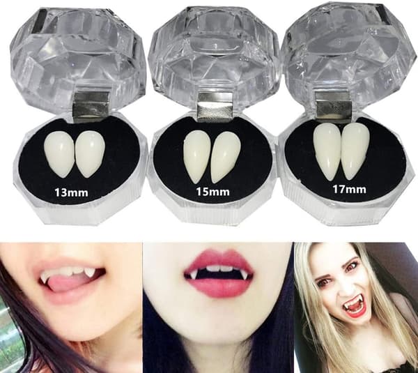 Retractable Halloween Realistic and Scary Vampire Fangs,