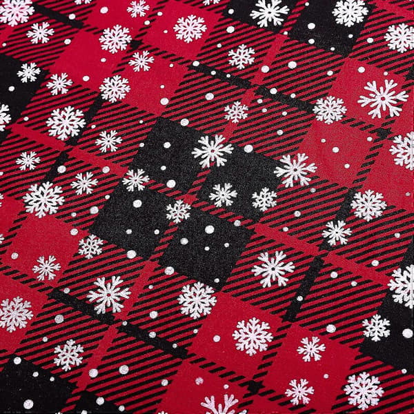 6-pack jul Buffalo Plaid-väskor med snöflingemönster, bomullspresentpåsar för julen