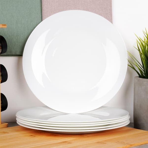 Glastallrikar, vita, 25,5 cm, set om 6
