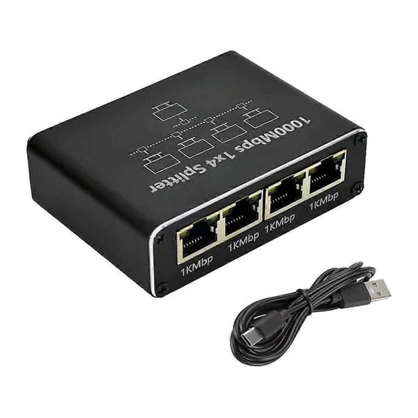RJ45 Gigabit Ethernet Splitter LAN Netværk Internet 1 til 4 Ud Adapter 1000Mbps