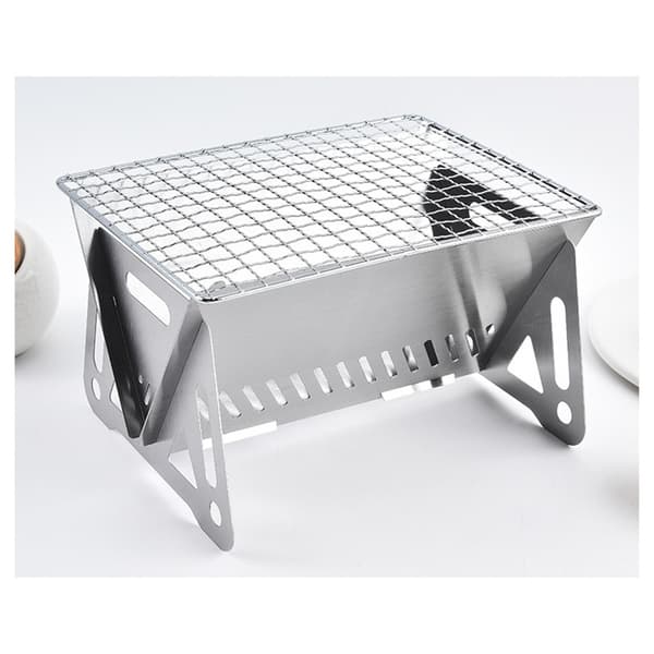 Backpack Stove with Grill Grate, Foldable Stainless Steel Charcoal Grill
