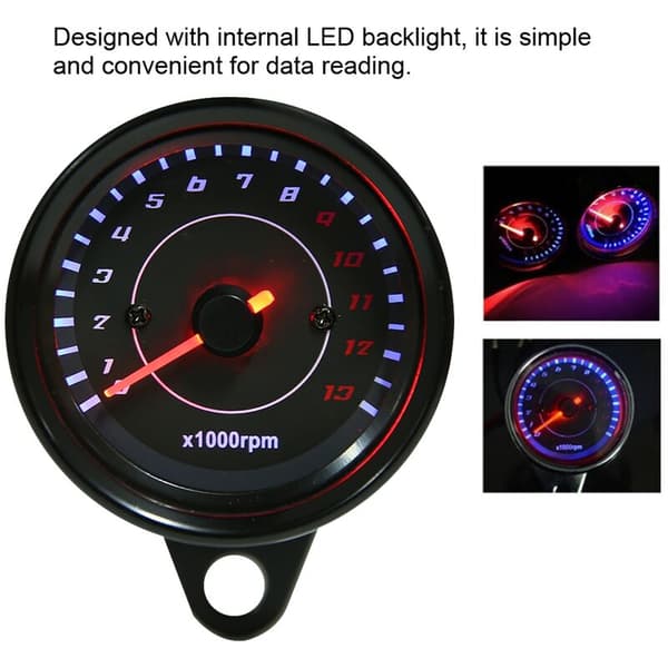 DC 12V Universal Motorcycle LED Backlit Tachometer Electronic Tachometer Display