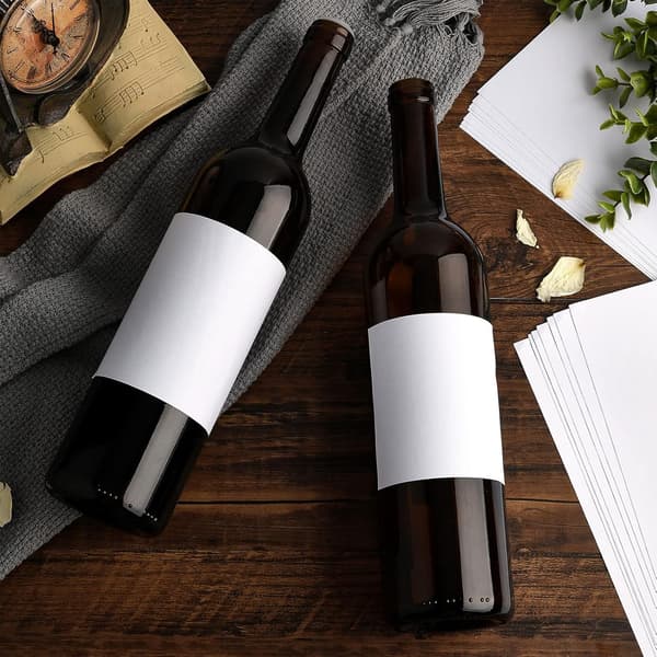 10 Pcs Blank Wine Labels, 2 Sizes, Matte White Stickers, Self-Adhesive