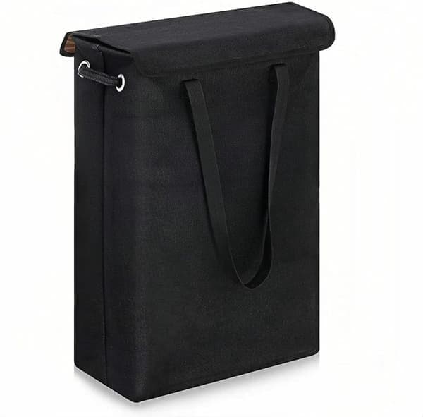 Foldable Laundry Basket 45L – With Lid & Handle – Slim – Black