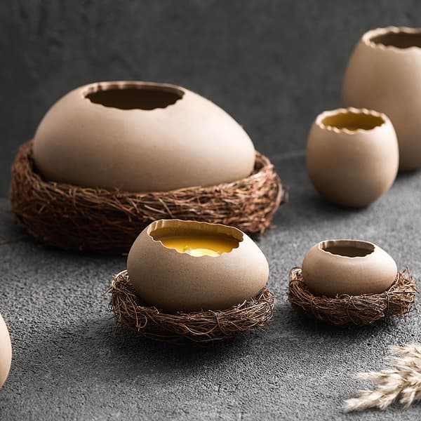 Eggshell Ceramic Bowl with Stand - Ostrich Egg Shaped Dessert Bowl - Creative Tableware for Yogurt and Snacks