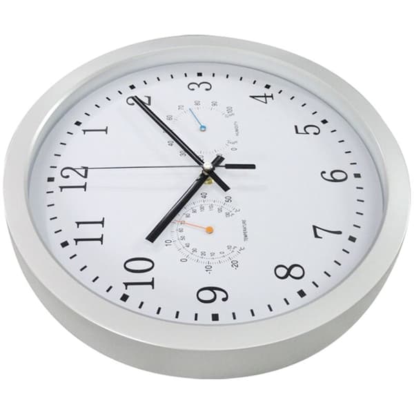 12 inch Automatic Time Setting Scanning Radio Controlled Clock Temperature Hygrometer Wall Clock Silent Design