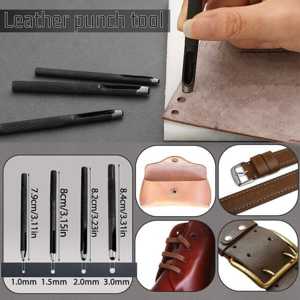 Leather Tools 40 Pieces, Leather Craft Set, Leather Tool Set / Hand Tools for Leather – Waxed Thread, Awl, DIY, Sewing