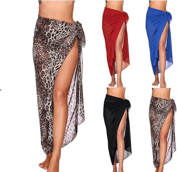 Dame Chiffon Strandkjole Badedragt Lang Bikini Wrap Sjal Tørklæde Badedragt Underdele