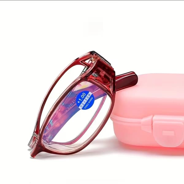 Folding Reading Glasses with Printed Temples, Anti-Blue Light High-Definition Reading Glasses, Portable with Storage Case.