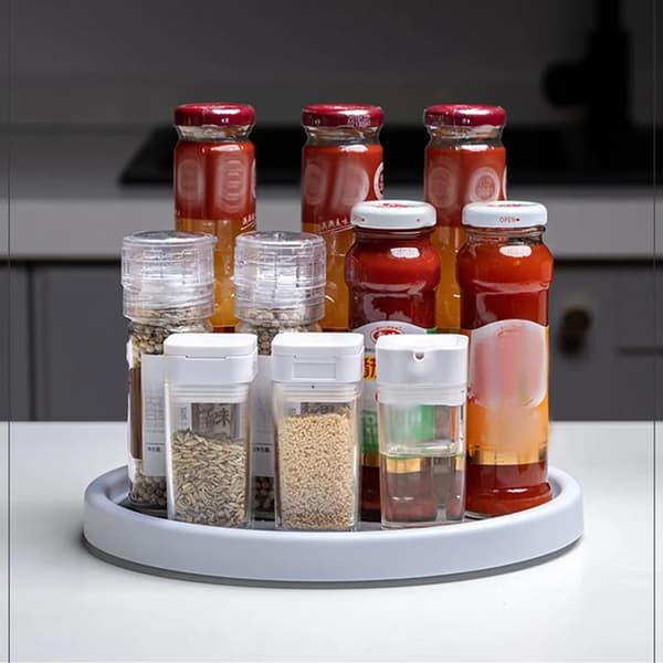 Rotating Plate Organizer Kitchen, 25 cm Rotating Plate Spice Rack, 360° Rotating Refrigerator Tray, Round Kitchen Shelf Rotating Plate