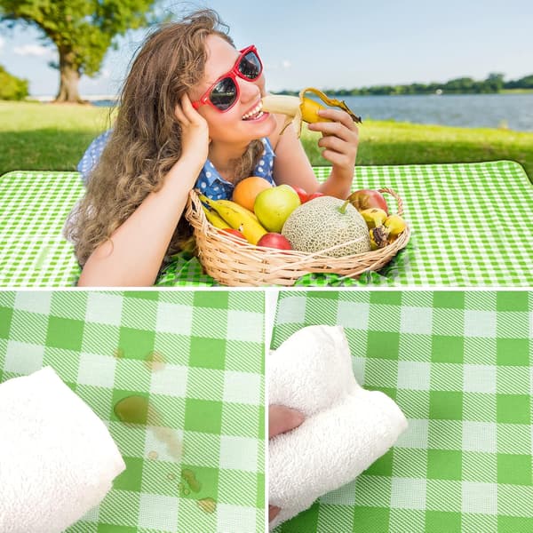 (Grøn) 150 x 200 Picnic-tæppe, sammenklappeligt picnic-tæppe strandmåtte