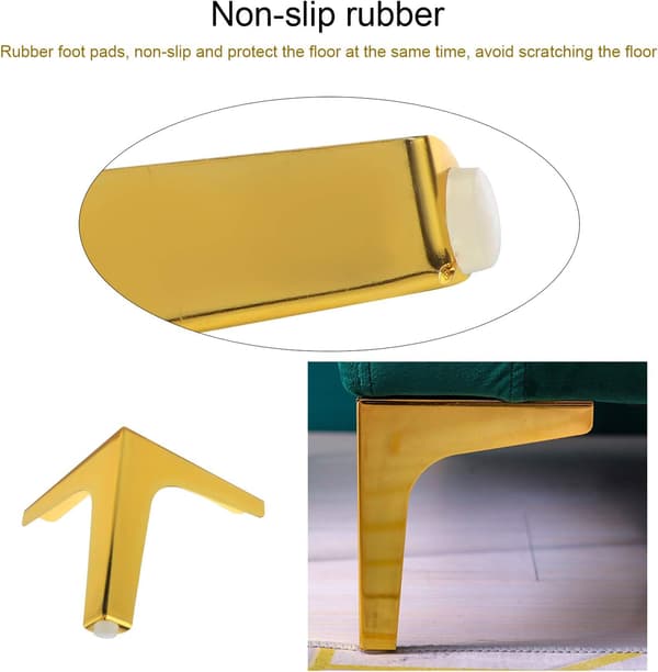 Sæt med 4 møbelfødder i metal, 17 cm