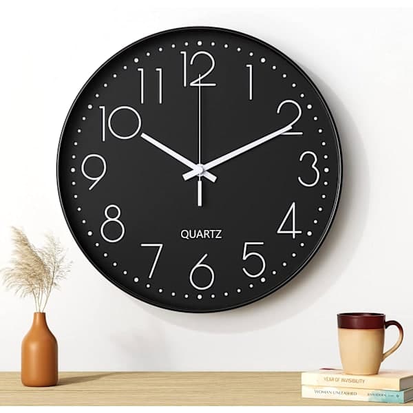(White Character) Wall Clock, 30 cm (12 inch) Modern Silent Wall