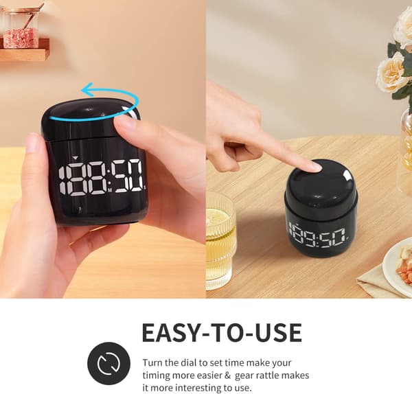 1 stk (svart) digital kjøkkentimer, nedtellingsopptellingstimer med