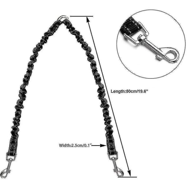 Bungee Double Dog Leash, Tangle-Free Two 2 Dog Leashes and Splitter for Walking Puppy Small Medium