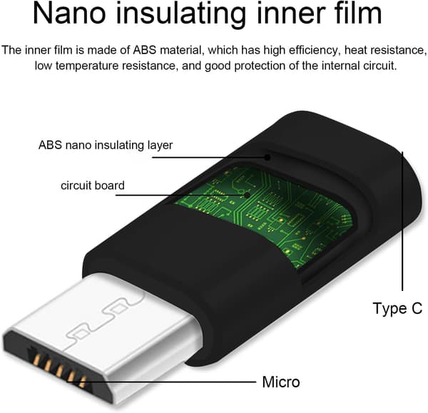 2 st USB C-adapter, Micro USB til USB C-adapter, USB C til Micro USB-stikadapter, Type C hun Micro USB han-stikadapter til PC, Gal