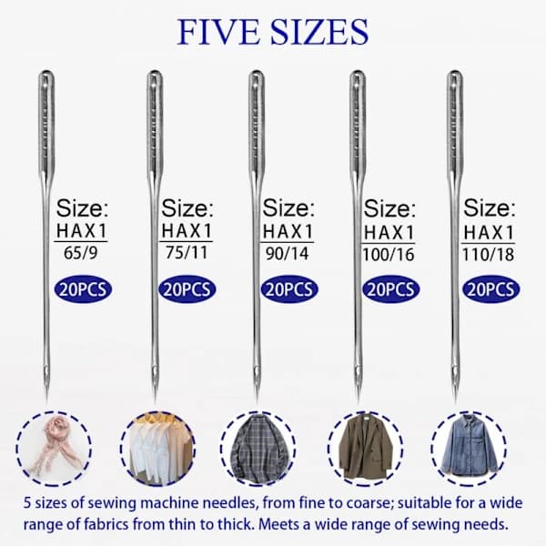 Sewing Machine Needles, 50-pack, Singer, and Household Sewing Machines. Standard Universal, A