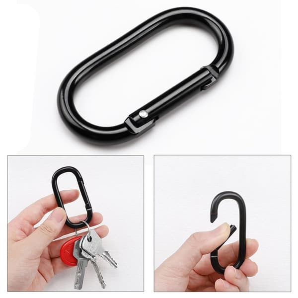 Fjäderkarbinhakar, små karbinhakar, O-formad karbinhake i aluminiumlegering, kraftig nyckelring