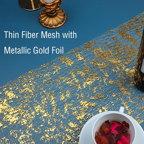 2 Pieces Gold Table Runner, Sequin Glitter Foil Metallic Gold Thin Mesh Table Runner Roll 28 cm x 274 cm