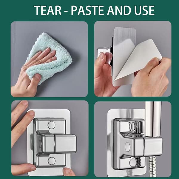 Wall-mounted shower bracket 360° without drilling Silver model Silvermodell